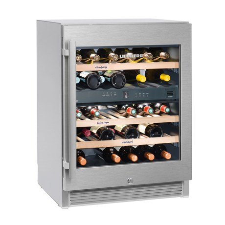 Vitrina pentru vinuri Liebherr WTes 1672, 95 L, 34 sticle, Rafturi lemn, Control electronic, Display, H 82.2 cm, Inox